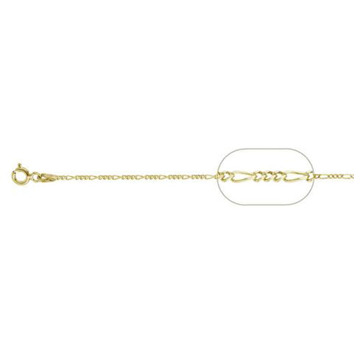 Sterling Silver Yellow Gold Plated Figaro Chain with Spring Clasp