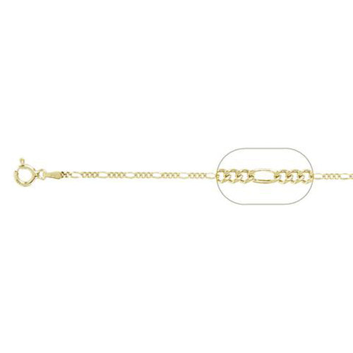 Sterling Silver Yellow Gold Plated Figaro Chain with Spring Clasp