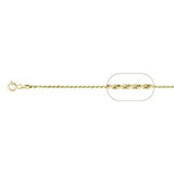 Sterling Silver Yellow Gold Plated Loose Rope Chain 025-1.2MM with Spring Clasp