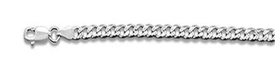 Sterling Silver 120-4.5MM Solid Pave Curb Chain