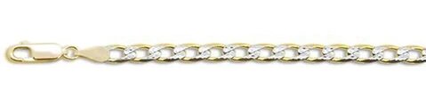 Sterling Silver 120-4.5MM Solid Yellow Gold Plated Pave Curb Chain