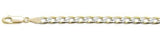 Sterling Silver 120-4.5MM Solid Yellow Gold Plated Pave Curb Chain
