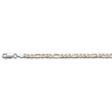 Load image into Gallery viewer, Sterling Silver Yellow Gold Plated Pave Figaro Chain with Lobster Clasp