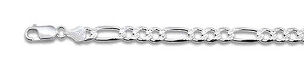 Sterling Silver 120-5MM Solid Pave Figaro Chain