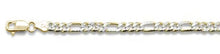 Load image into Gallery viewer, Sterling Silver 120-5MM Solid Yellow Gold Plated Pave Figaro Chain