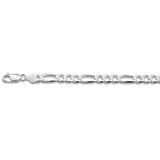 Sterling Silver Pave Figaro 150-6.2mm Chain with Lobster Clasp