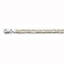 Load image into Gallery viewer, Sterling Silver Yellow Gold Plated Pave 7.2mm Figaro Chain