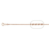 Sterling Silver Solid 025-1.2MM Rose Gold Plated Rope Chain 16 inches