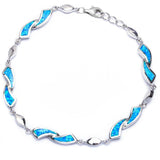 Sterling Silver Blue Fire Opal .925 BraceletAnd Length 8inches