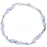 Sterling Silver White Fire Opal .925 BraceletAnd Length 8inches