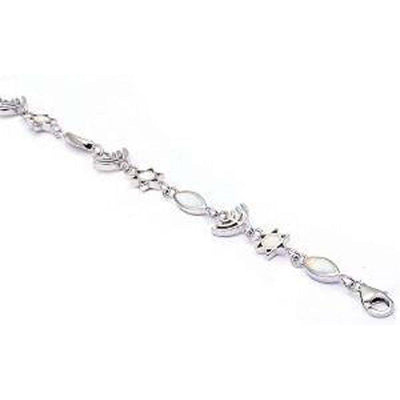 Sterling Silver Lab Created White Opal Star Of David Bracelet