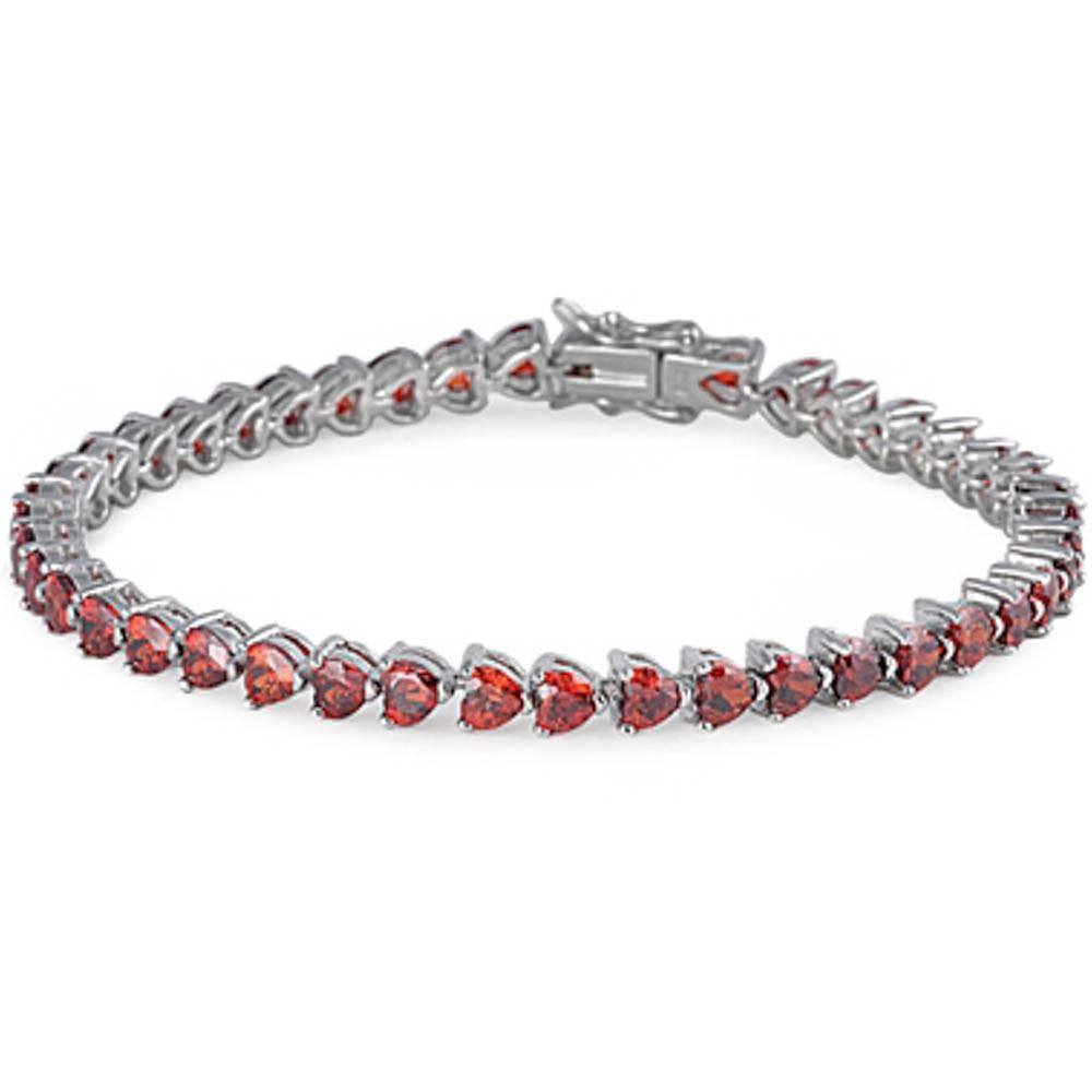 Sterling Silver Birthstone Garnet & Russian Cz Bracelet 7