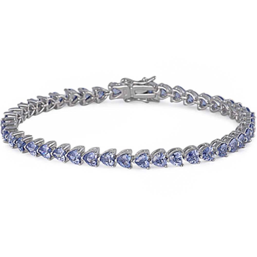 Sterling Silver Tanzanite Heart Bracelet 8