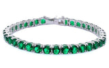Sterling Silver 14.5CT Elegant 4 Prong Green Emerald Bracelet