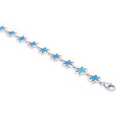 Sterling Silver Blue Opal Star of David BraceletAnd Length 7.5inchAnd Width 11mmAnd Thickness 11mm