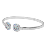Sterling Silver White Opal Spiral Bangle BraceletAnd Width 11mmAnd Length 10inch