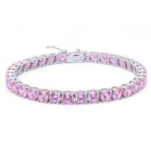 Load image into Gallery viewer, Sterling Silver 14.5CT Round Pink Cubic Zirconia Bracelet