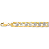Sterling Silver 300-10MM Yellow Gold Plated Flat Pave Curb Chain