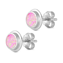 Load image into Gallery viewer, Sterling Silver Pink Fire Opal Stud Earrings