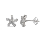 Sterling Silver Cz Starfish EarringAnd Thickness 8mm