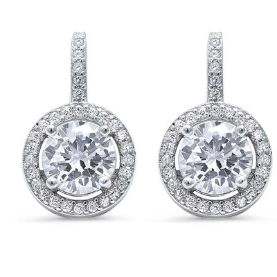Sterling Silver Halo Style Fine Cubic Zirconia Earrings