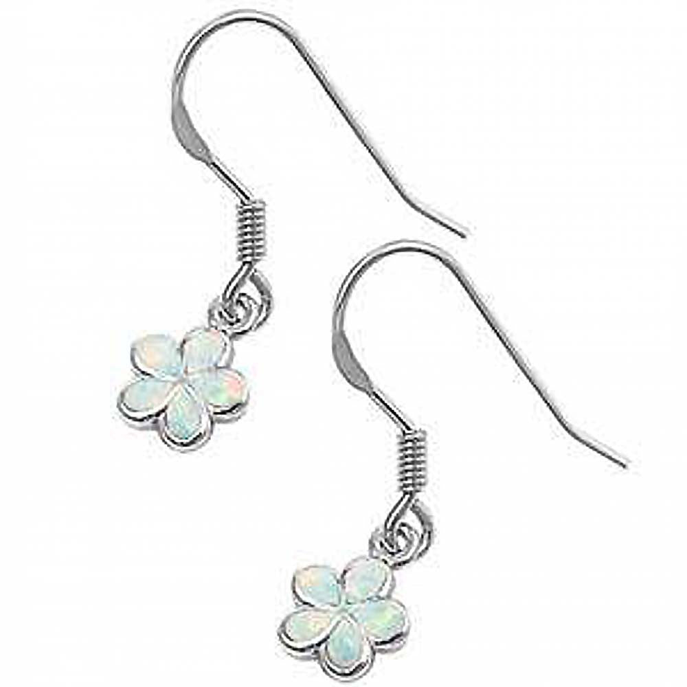 Sterling Silver White Opal Plumeria Earrings