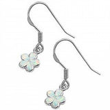 Sterling Silver White Opal Plumeria Earrings