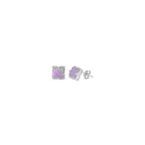 Sterling Silver Elegant Square Cut Pink Opal Silver EarringAndHeight 0.32 inch