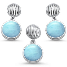 Load image into Gallery viewer, Sterling Silver Round Natural Larimar Pendant And Earring Set