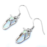 Sterling Silver White Opal Turtle Beach Sandals EarringsAnd Thickness 4mmAnd Width 20x9mm