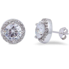 Load image into Gallery viewer, Sterling Silver Round Cz Halo Studs EarringsAnd Thickness 8mm