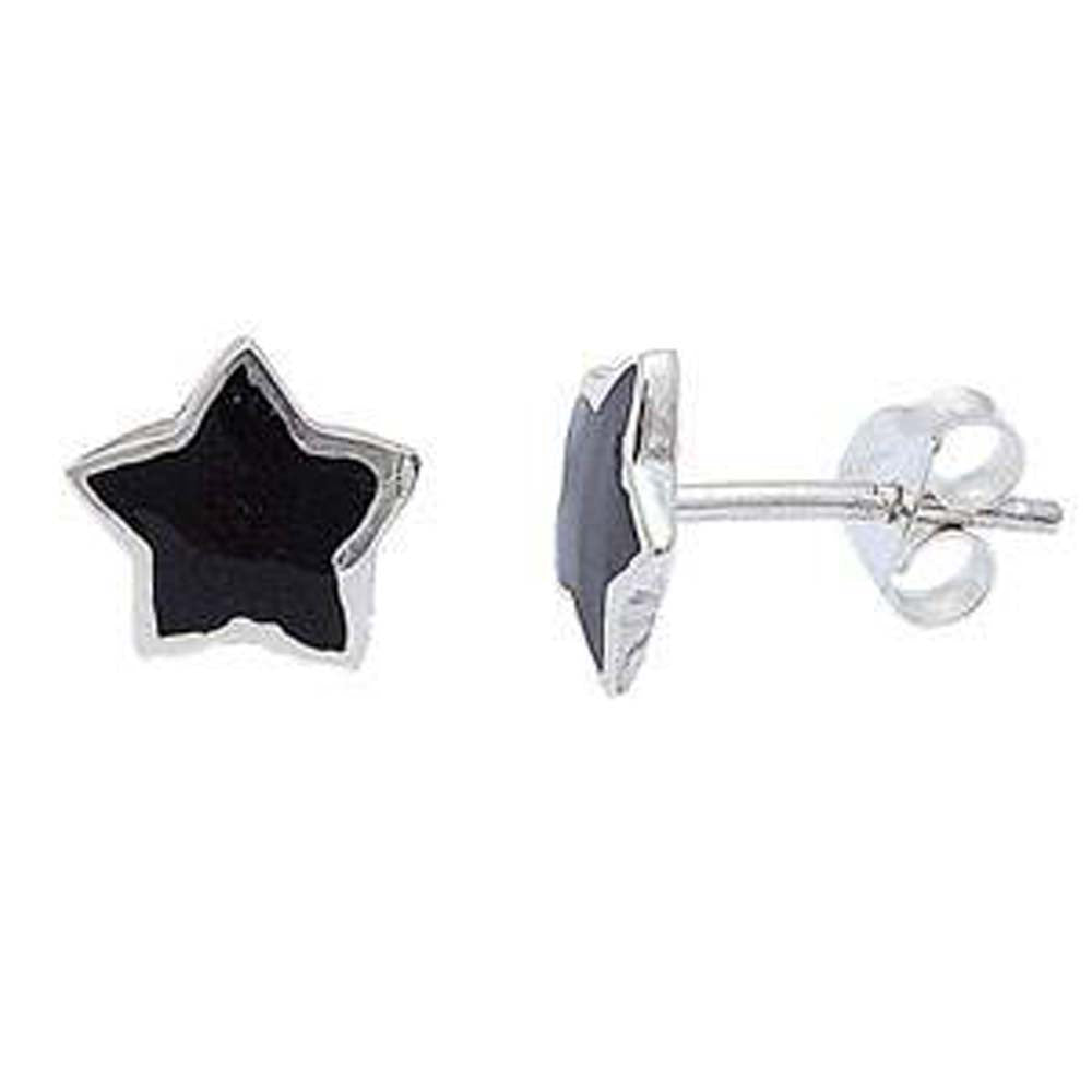 Sterling Silver Black Onyx Starfish EarringAnd Thickness 8mm