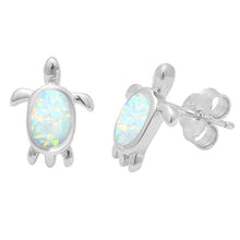 Load image into Gallery viewer, Sterling Silver White Opal Turtle EarringsAnd Thickness 12.5mm