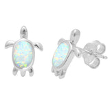 Sterling Silver White Opal Turtle EarringsAnd Thickness 12.5mm