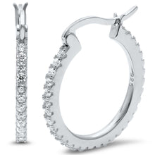 Load image into Gallery viewer, Sterling Silver Cz 24.5MM Huggie Hoop EarringsAnd Thickness 24.5mm