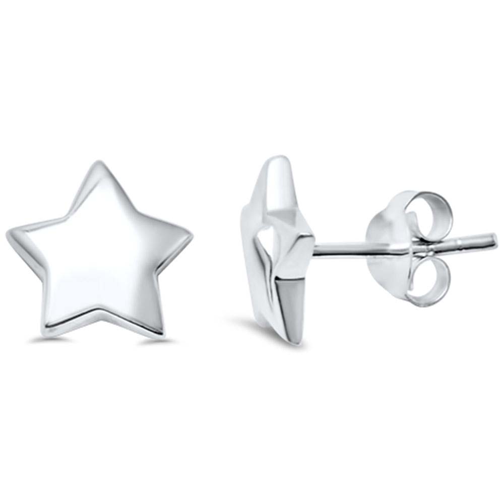 Sterling Silver Solid Star Studs EarringsAnd Thickness 6.5mm