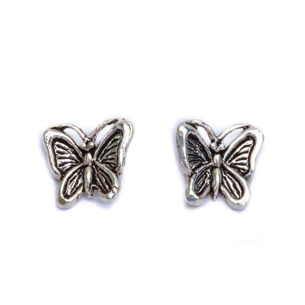 Sterling Silver Butterfly EarringsAnd Thickness 9x9mm