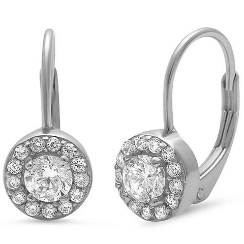 Sterling Silver Round CZ Solitaire Earring and Thickness 16mm x 8mm