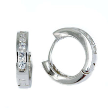 Load image into Gallery viewer, Sterling Silver Round White Cz Hoop EarringsAnd Thickness 14mmx3mm