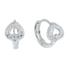 Load image into Gallery viewer, Sterling Silver Heart-shape Micro Pave Cz Hoop EarringsAnd Thickness 13mmx8mm