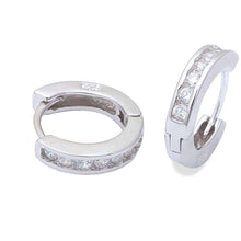 Load image into Gallery viewer, Sterling Silver Round White Cz Hoop EarringsAnd Thickness 3mmx13.5mm