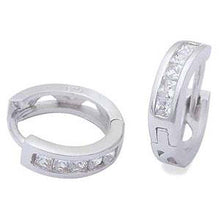 Load image into Gallery viewer, Sterling Silver Cz Chanel Set Round Hoop EarringsAnd Thickness 3.5mmx14mm