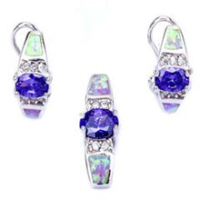Load image into Gallery viewer, Sterling Silver Pink Opal and Amethyst Cz Pendant and Earrings Set