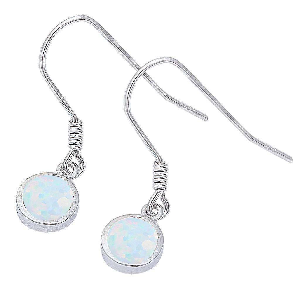 Sterling Silver Dangle Style White Opal Earrings AndLength 1Inch