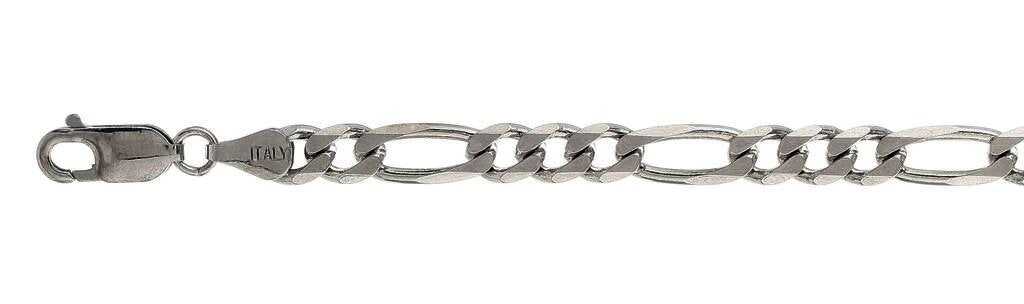 Sterling Silver 150-6.2MM Rhodium Finished Figaro Chain