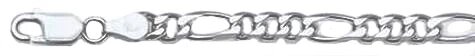 Sterling Silver 200-8MM Rhodium Finished Figaro Chain