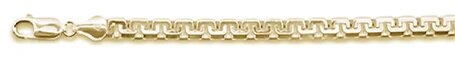 Sterling Silver 250-4.5mm Solid Yellow Gold Plated Greek Box Chain