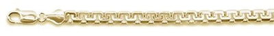 Sterling Silver 250-4.5mm Solid Yellow Gold Plated Greek Box Chain