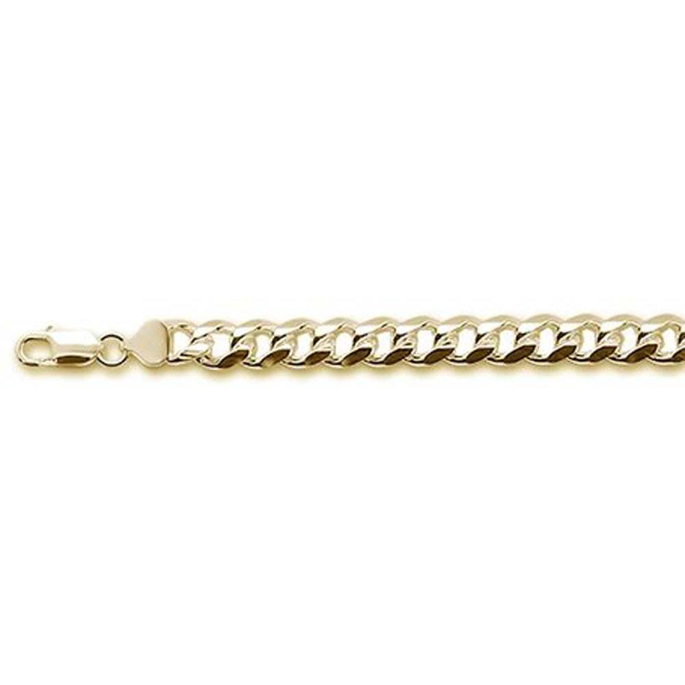 Sterling Silver 250-9MM Yellow Gold Plated Miami Cuban Chain 8 inches