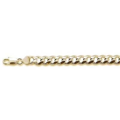 Sterling Silver 250-9MM Yellow Gold Plated Miami Cuban Chain 8 inches